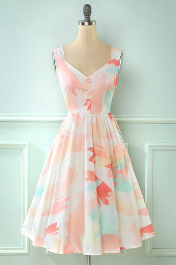 Blush V Pescoço Comprimento Vestido de verão